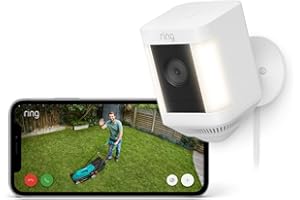 Ring Spotlight Kamera Plus Netzstecker (Spotlight Cam Plus) | Überwachungskamera aussen mit WLAN, HD-Video, LED-Strahler, Nachtsicht, Bewegungserfassung & Sirene | Alexa-kompatibel