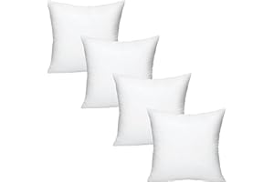 4everPrime Set of 4 - Hypoallergenic Square Cushion Inner Pads Inserts Fillers - Pack of 4-100% Virgin Hollow Fibre SOFT and BOUNCY Pack of 4 | 18 x 18 INCH (45x45 CM)