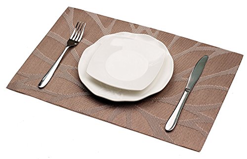 Borlans Abwaschbar Tischsets 6er Set PVC Vinyl Platzsets Rutschfest Hitzebeständig Platzdeckchen 30×45 cm - 6