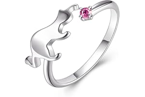VIKI LYNN Cat Ring Open Adjustable Rings with Cubic Zirconia and 925 Sterling Silver Birthday Christmas Women