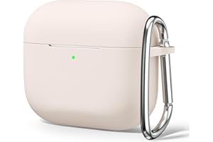 Oakxco Silicone Case for Airpods 4th Generation 2024 with Keychain, Thin Slim Soft TPU Skin Rubber Gel Cute Airpods Case 4 Gen Cover Aesthetic Accessories for Women Girl Female, Beige Stone