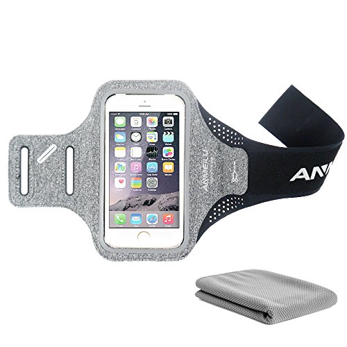 Brassard Sport avec sangle réglable et une serviette de refroidissement compatible iPhone 6/7/6s/5/5C/5S Samsung Galaxy / Note, HTC et pour cartes, clés, argent  &  écouteurs 5,5-6,0 pouces