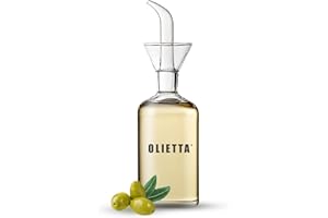 Olietta Bouteille Huile Olive bec Verseur Huilier en Verre pour Huile d'olive et Vinaigre de 250 ML - Anti-Goutte et Anti-fuites - Idéale pour Verser des Liquides - Facile à Nettoyer