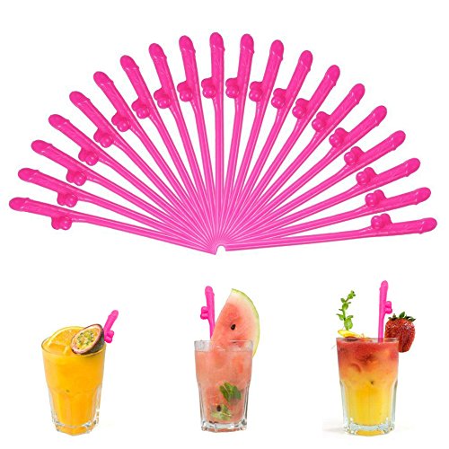 iLoveCos Hen Night Willy Penis Cocktail Strohhalme Hen Party Zubehör Trinkhalme Saugen Strohhalme heiß Rosa Pack von 20