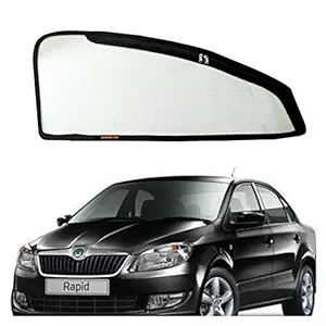 Commander Car Sun Shade with Zipper for Skoda Rapid (Set of 4, Black)