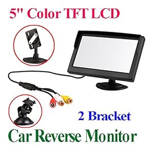 BW 5 Inch TFT-LCD Security Digital Car Monitor Car View Monitor with Two Brackets and Two Video Input, High -resolution Picture & Full Color LCD Backlight Display For Car Rear View Cameras/Car DVD/VCD/GPS/other Video Equipment