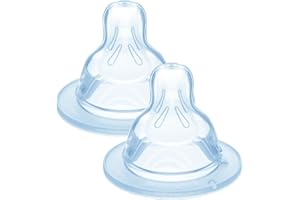 MAM Tétines pour biberon 2+ mois (2 pièces) – Lot de 2 tétines en silicone débit 2 vitesse moyenne – Tétine plate et ultra-douce pour bébé