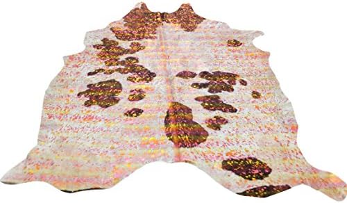 Natural Cowhide Rug - Multicolour on Black and White Hide - Approx 225 cm x 187 cm - Luxury Designer Hide by Narbonne Leather Co - 107