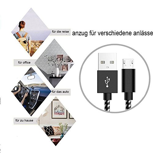 ViiVor Micro USB Ladekabel 3Pack 1M 2M 3M High Speed USB 2.0 A Male auf Micro B Synchronisations und Ladekabel für Samsung, Huawei, Sony, HTC, Nokia,Nexus, Xiaomi, Kindle, Android Smartphones usw. (3PACK 2M) - 7
