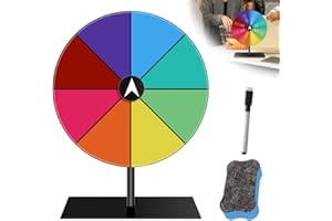 Mineup Ruota della fortuna, Ruota Dei Premi Che Gira, Ruota della roulette colorata, Color Roulette Wheel Stand con Pennarello e Cancellino, 8 slot, Tabletop Prize Wheel per fiere, carnevali, festival