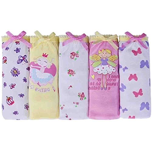 Set of 5 Cartoon Girls Underwears Cute Cotton Underwears With Lace(6-7Y)