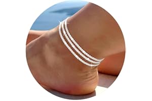 SIXDUTON Cavigliere da donna, boho Regolabile Caviglia Catene Argento Estate Piedi Gioielli Confezione Regalo