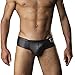 Produktbild Sexy Dessous, Beikoard Männer sexy Boxer Slips Shorts weiche Unterwäsche Ausbuchtung Pouch Underpant Katze wird Männer Eisen Ring Imitation Leder Patent Leder kleine flache Winkel Fun Unterwäsche (S, Schwarz)