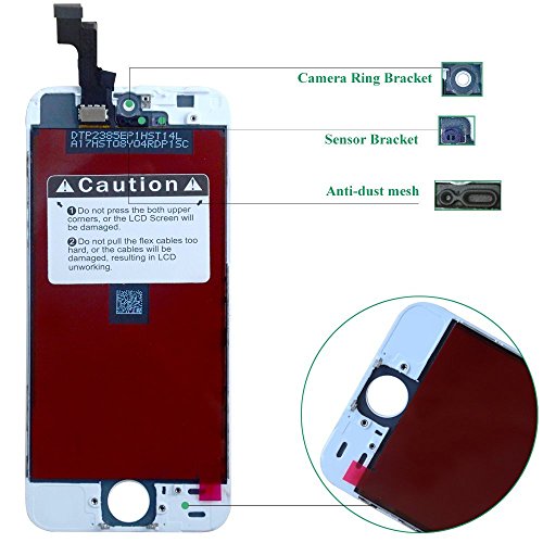 Htechy Kit de Reparaci  n de Pantalla Compatible para iPhone 5S Color Blanco Incluye Pantalla LCD Retina Cristal T  ctil de Alta Calidad y Herramientas