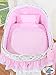 My Sweet Baby Wicker Crib Moses Basket With Wicker Hood (Pink)
