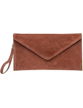 CASPAR TL708 Damen Velours Wildleder Envelope Clutch Tasche Abendtasche mit Handschlaufe