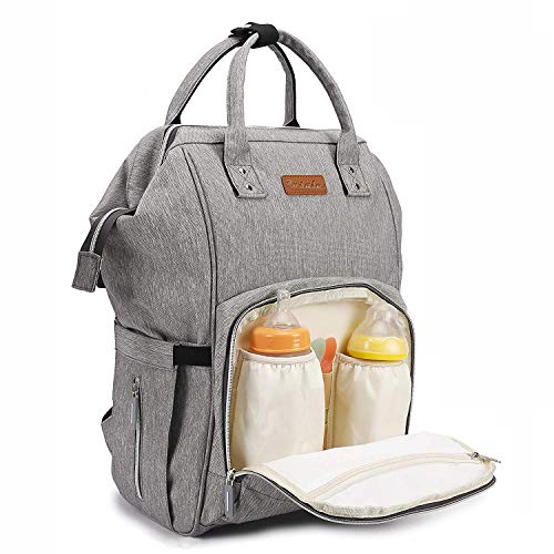 JUSALE Mochilas para Pañales Bolsa de Pañales Multifuncional, Bolsa del Bebé&Mamá de Gran Capacidad Bolsos Cambiadores Pañales con USB Puerto de Carga Mochila de Viaje para el Cuidado del Bebé (Gris)