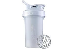 BlenderBottle Classic V2 Shaker Bottle with Stainless Steel Ball, Perfect for Protein Shakes, Dishwasher Safe, 600ml, White