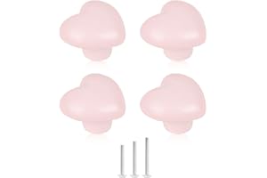 ShipeeKin 4 Pomelli per porte bambini in Ceramica Lucida Rosa Chiaro A Forma dell'Amore, pomelli per porta armadio, Cucina, Cassettiere, Cameretta