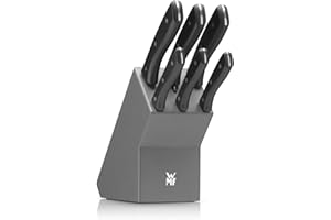 ‎WMF WMF Messerblock mit Messerset 7-teilig, Küchenmesser Set mit Messerhalter, 6 scharfe Messer, Holz-Block lackiert, Spezialklingenstahl