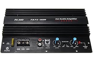 Domilay 156371 12V 1000W Mono Car Audio Power Amplifier Powerful Bass Subwoofers Amp PA80D,black