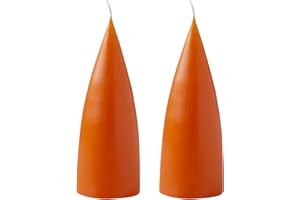 Kunstindustrien® Cone Shaped Candles, Made in Denmark, 43 Colours Available, Dripless & Smokeless Pillar Candles, Candles Long Burning 15 Hours, Unscented Candle Gift Set 2pcs 6.5x16cm (Orange)
