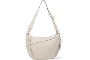 GSenhui Mezzaluna Crossbody Bag Hobo Borsa a tracolla Nylon Dumpling Borsa a tracolla con tracolla regolabile Marsupio Nylon Beige con cerniera