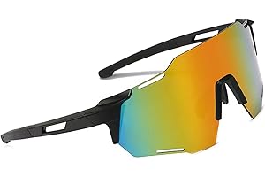 YQBFTC Occhiali da Sole Sportivi Polarizzati, Occhiali da Sole da Ciclismo,UV400 Occhiali da Ciclismo Antivento Uomo e Donna, Occhiali Veloci Uomo per Ciclismo,Motociclismo,Corsa,Sci,Alpinismo