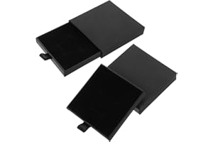 ABEILLO Lot de 2 petites boîtes à bijoux en papier épais, extensible, pour bracelets, colliers, boucles d'oreilles, bagues, cadeaux de bijoux (noir)