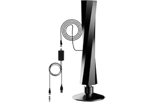 OAFAFORU TV Aerial - Digital Indoor TV Aerial with Amplifier Signal Booster - 250+ Miles Range(402KM),Freeview TV Antenna Indoor Support VHF/UHF/DAB Radio/4K/1080P/HDTV/USB TV Tuner/DVB-T and All TV (Tower)