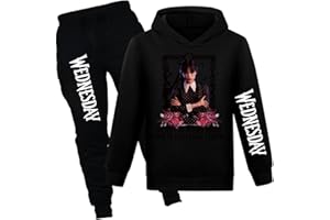 Suyaluoi Sweats à capuche pour enfants de la série télévisée américaine Wednesday Addams - 2 pièces - Pour garçons et filles
