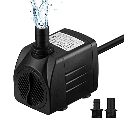 Price comparison product image VicTsing 400GPH (1500L / H) Submersible Pump 25W Fountain Water Pump with 5.9ft Power Cord,  2 Nozzles for Aquarium,  Fish Tank,  Pond,  Statuary