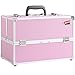 Beautify Large Professional Aluminium Pink Beauty Make Up Nail Cosmetic Box Vanity Case