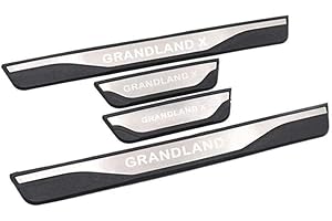 AILZNN Einstiegsleisten Abdeckung Zierleisten FüR Opel Grandland X SUV 2018 2019, Edelstahl TüRschweller Schutz Leisten Schwellerleisten Interieur Ladekantenschutz Auto ZubehöR, 4 StüCk