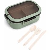 Busstier 1200 ml 2 Katlı 6 B&ouml;lmeli BPA'sız PP Plastik Sefer Tası ve Beslenme &Ccedil;antası - Hava Kilitli Bento Lunch Box, &Ccedil;atal ve