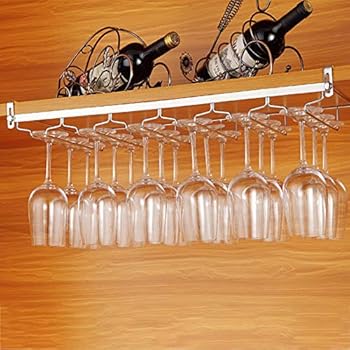 Portabicchieri Da Vino Sottopensile - Set Di 2 In Metallo Nero Elegante, 35.5 Cm - Ideale Per Bar, Casa E Ristoranti - Foto 8