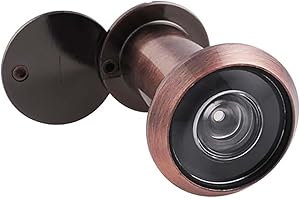 FUNNYTEK Door Viewer, Solid Brass 220 Degree Peephole, Wide Angle Door Spy Hole, Security Spy Hole for Front Door, Peep Holes for 35-60mm Thick Doors Peephole, Door Spyhole for Safety,Antique Copper