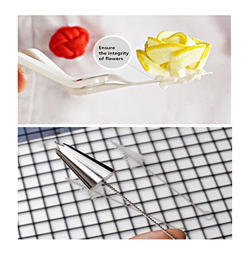 Spritzbeutel,Thsinde 56 Spritztüllen Russisch Edelstahl Spritztülle Set Torten Tüllen mit 12tlg. 12 inch Spritzbeutel 1tlg,2 -farb Adapter - 5