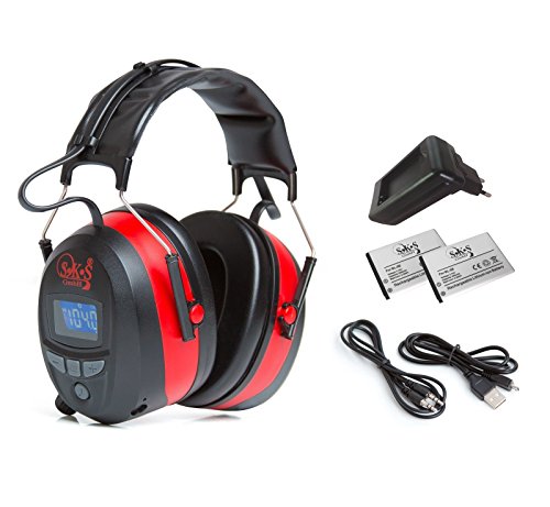 SKS 1190 Gehörschutz Bluetooth, FM Radio, Integrierter 4G Speicher, AUX Anschluss + Kabel, USB Ladekabel, Kopfhörer inkl. 2x Akku + Ladegerät