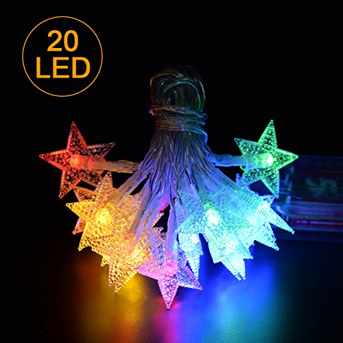 Preisvergleich Produktbild Iitrust LED Lichterkette Sterne Batterienbetriebene für Party, Weihnachten, Halloween, Hochzeit, Beleuchtung Deko usw. 2,0M bunt