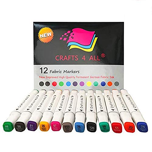 Tela Marcadores permanentes Mínimo bleed-12 unidades calidad premium color dual punta teñida Grabadoras de Fine Art Rotuladores para tela by Crafts 4 All®. Niño seguro, con base de agua y no Tóxico.
