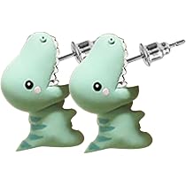 Tixiyu Boucles D'oreilles Dinosaure 3D En Argile Polymère - Fait Main Pour Filles, 2,5 Cm, Acier Chirurgical