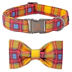 Lionheart glory Fall Dog Collars, Soft Bowtie Dog Collar, Puppy Collar Adjustable Heavy Duty Dog Collar with Bow for X-Small Dogs