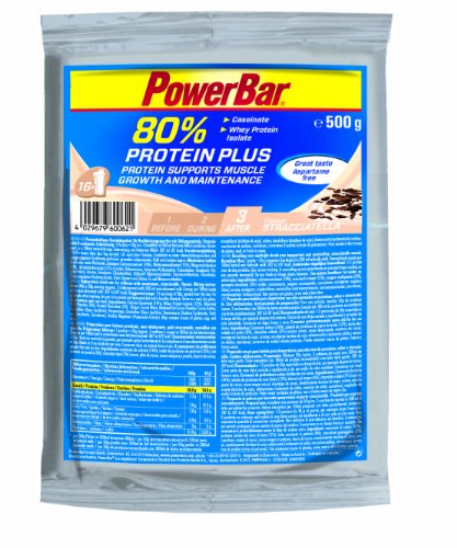 Preisvergleich Produktbild PowerBar Casein Whey Protein-Pulver – Protein Plus 80% – Eiweißpulver ohne Farbstoffe und Aspartam – Protein Shake – 500g Stracciatella