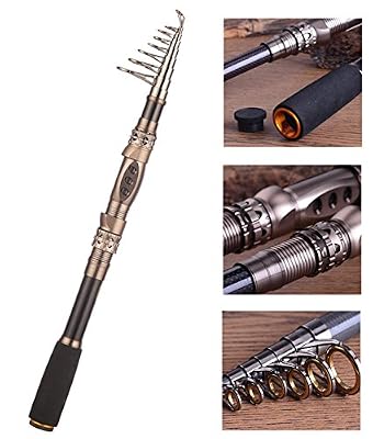 PLUSINNO® Spinning Télescopique Canne à Pêche Rétractable Pôle Rod Eau Salée Voyage Spinning Rod Pôle Canne à Pêche Mer Carbone Carpe (1.8M 5.91Ft)