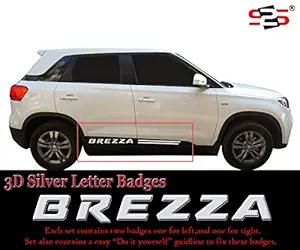 S2S? Silver Letter Badge for Brezza Cars Lettering Badge for Brezza Both Side Doors