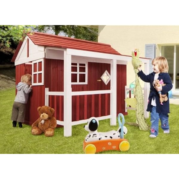 Dynamic24 Holz Kinder Spielhaus Ida Schwedenhaus Holzhaus Gartenhaus Haus Kinderhaus Rot Amazon De Kuche Haushalt