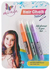 Mirada Cosmetic Sparkle Hair Chalk Pen Set, Safe, Washable & Non-Toxic, Temporary kids hair chalk pen kit for Girls