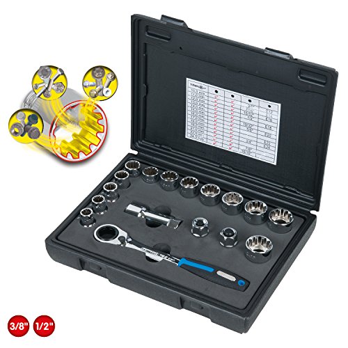 KS Tools 916.4050 3/8 Zoll – 1/2 Zoll Triple Plus Durchgangs-Steckschlüssel-Satz, 17-teilig - 2