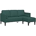 vidaXL Modern LShaped Sofa with Dark Green Fabric for 3 Seater Beech